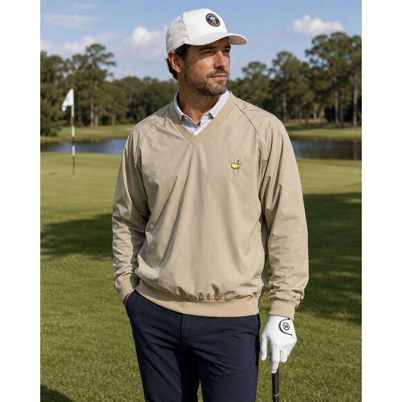 Masters Golf Other - Masters Collection Vintage Golf Pullover Wind Shirt V-Neck Beige Men's XL